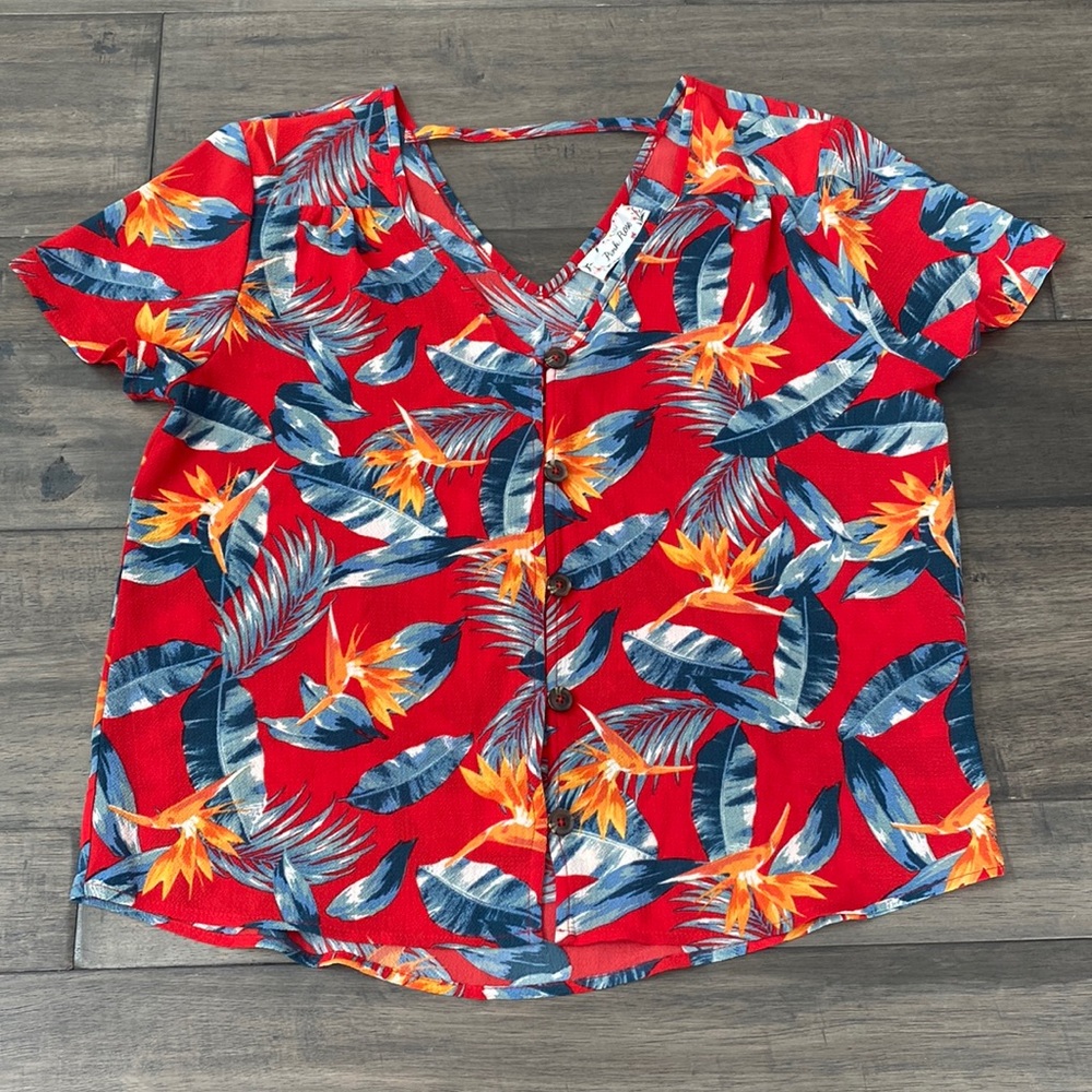 NWOT Pink Rose Bird of‎ Paradise Blouse Top Womens Size Medium